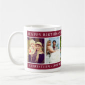Happy Birthday Mom Photo Collage burgundy keepsake コーヒーマグカップ (左)