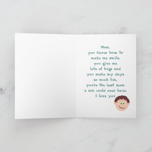 Happy Birthday Mom (Son) カード (内部)