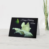 Happy Birthday Mom White Rosebud Flower  カード (正面)
