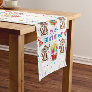 Happy Birthday Monkey Cupcake Table Runner ショートテーブルランナー