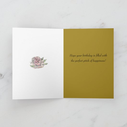 Happy Birthday Music Note Treble Clef Roses Custom カード (内部)