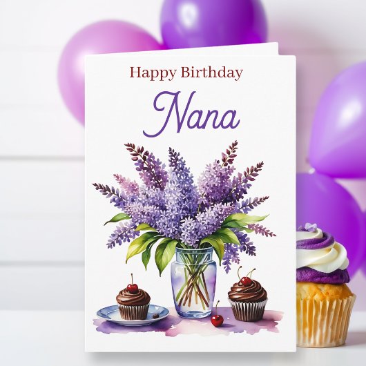 Happy Birthday Nana | ライラックとカップケーキ カード