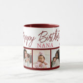 Happy Birthday Nana 5 Photo Collage Maroon マグカップ (中央)