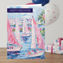 Happy Birthday Nautical Sailboat Card | Coastal