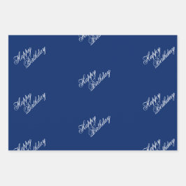 Happy Birthday Navy Wrapping Paper Sheets ラッピングペーパーシート