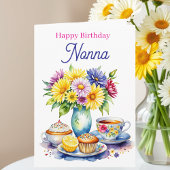 Happy Birthday Nonna | Flowers and Cupcakes カード