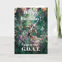 Happy Birthday Nubian Goat Garden Flowers カード