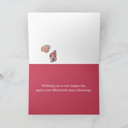 Happy Birthday Ocean Triton Trumpet Snail Shell  カード (内部)