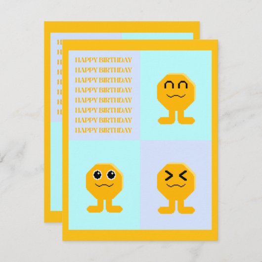 Happy Birthday Octagon Popkin 招待状 (正面/裏面)