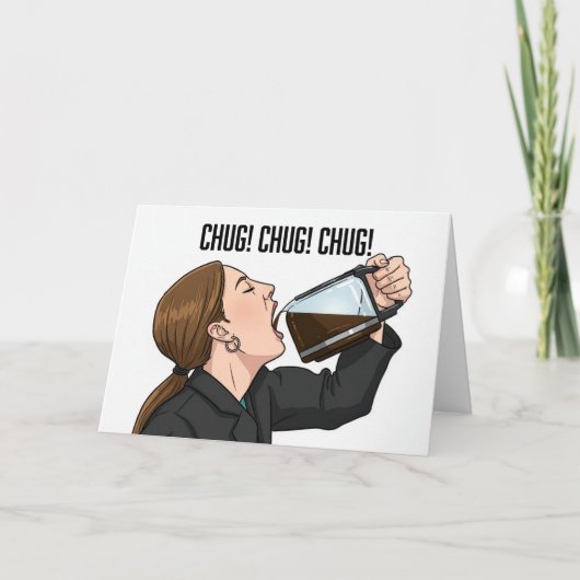 Happy Birthday Office Coworker Funny Woman Coffee シーズンカード (正面)