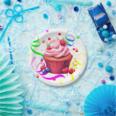 Happy Birthday Paper Plates Confetti Cupcake ペーパープレート (パーティー)