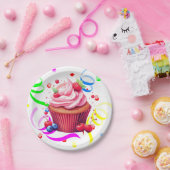 Happy Birthday Paper Plates Confetti Cupcake ペーパープレート (パーティー)