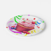 Happy Birthday Paper Plates Confetti Cupcake ペーパープレート (アングル)