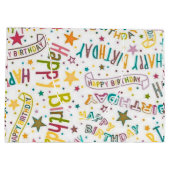 Happy Birthday Pattern Custom Gift Bag ラージペーパーバッグ (裏面)