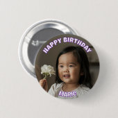 Happy Birthday Personalized Face Pins Birthday 缶バッジ (正面&裏面)