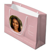 Happy Birthday Photo Love Typography Blush Pink ラージペーパーバッグ (正面アングル)