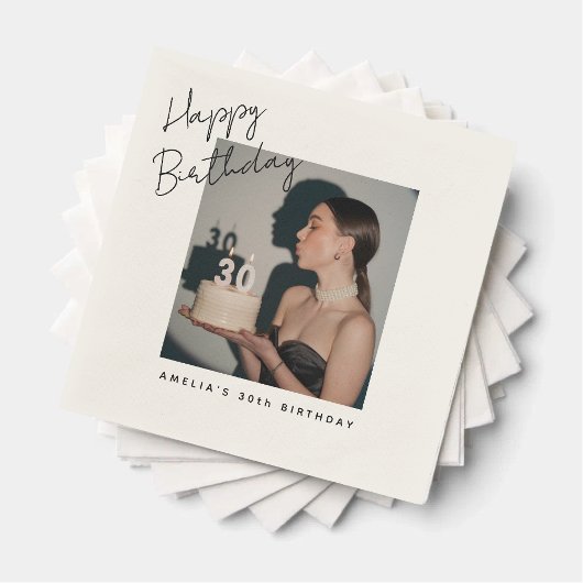 Happy Birthday Photo Personalized birthday スタンダードカクテルナプキン