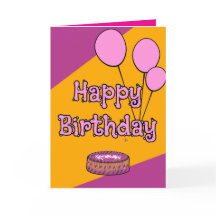 Happy birthday pink balloons and cake design 