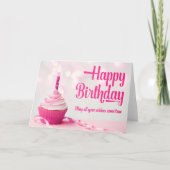 Happy Birthday Pink Cupcake Birthday Card サンキューカード (正面)