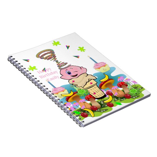 Happy Birthday Pink Cupcake Notebook ノートブック (右側)
