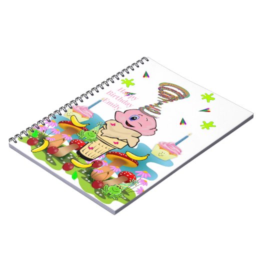 Happy Birthday Pink Cupcake Notebook ノートブック (左側)