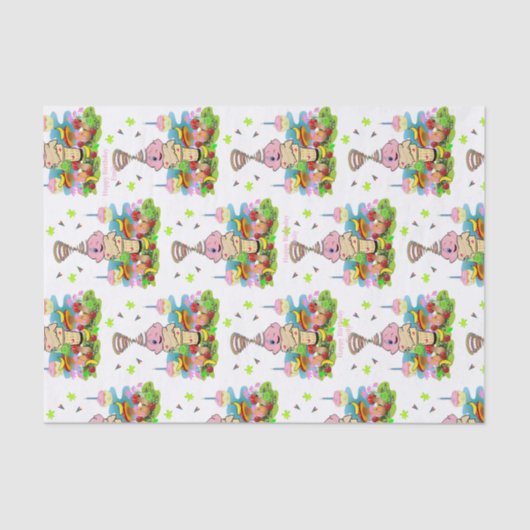 Happy Birthday Pink Cupcake Tissue Paper  薄葉紙 (正面)