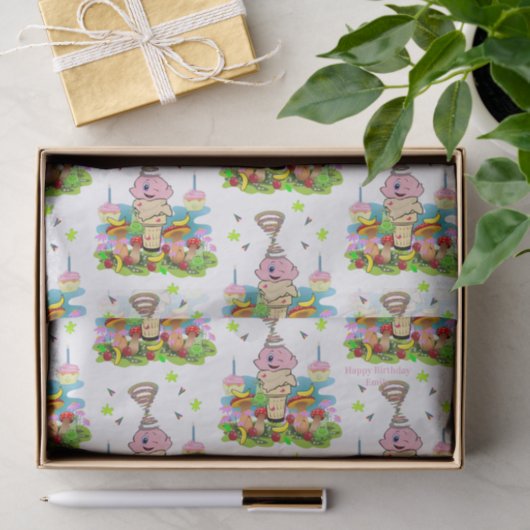 Happy Birthday Pink Cupcake Tissue Paper  薄葉紙 (ギフト)