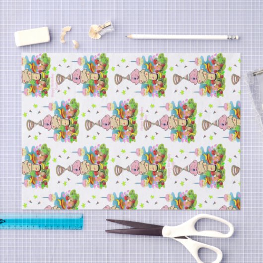 Happy Birthday Pink Cupcake Tissue Paper  薄葉紙 (クラフト)