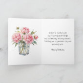 Happy Birthday Pink Peonies Greeting  カード (内部)