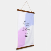 Happy birthday pink purple pastel name simple eleg 吊り下げ型タペストリー (傾斜あり)