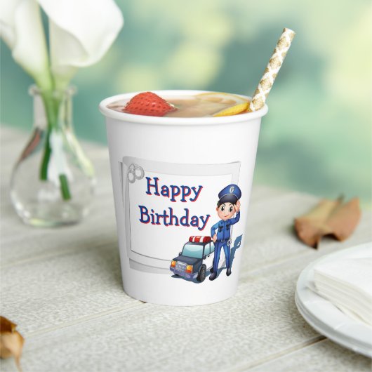 Happy Birthday Policeman  紙コップ (インサイチュ)