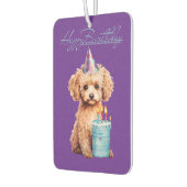Happy Birthday Poodle Pup Blue Cake Air Freshener カーエアーフレッシュナー (左)