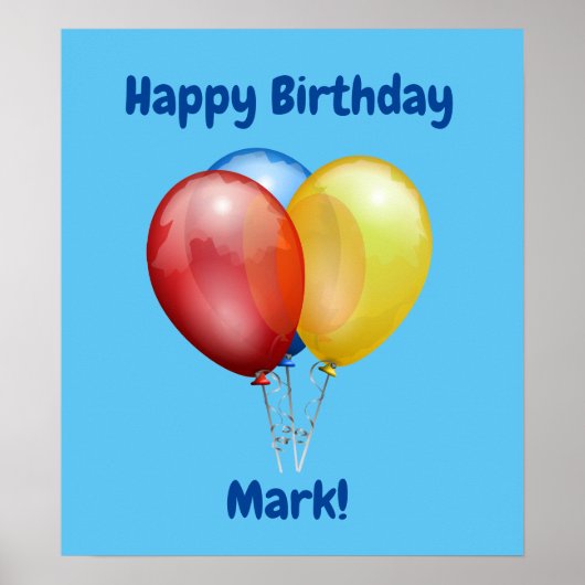Happy Birthday Poster Sign with Balloons ポスター (正面)