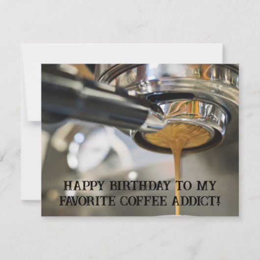 Happy Birthday Pouring Espresso Coffee Machine カード (正面)
