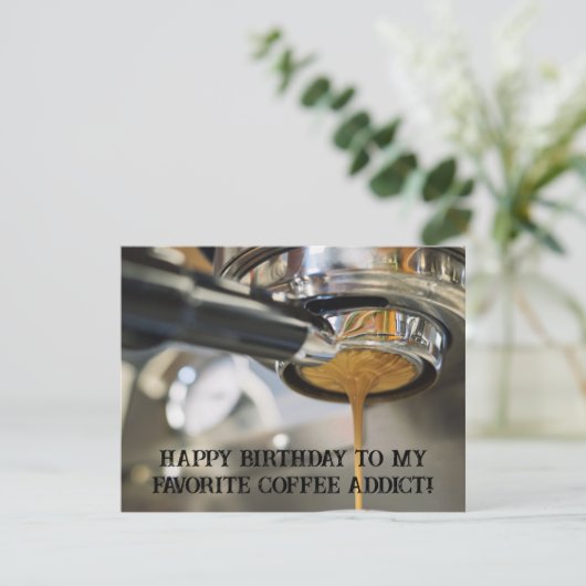 Happy Birthday Pouring Espresso Coffee Machine カード (スタンド正面)