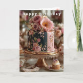 Happy Birthday Pretty Pink Peonies & Roses カード (正面)