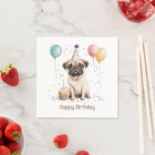 Happy Birthday Pug Dog スタンダードカクテルナプキン (インサイチュ)