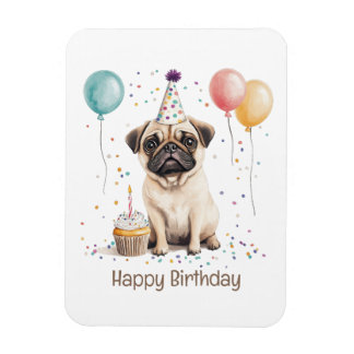 Happy Birthday Pug Dog マグネット