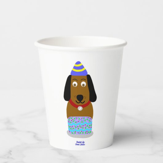 Happy Birthday Pup Paper Cups 紙コップ (正面)
