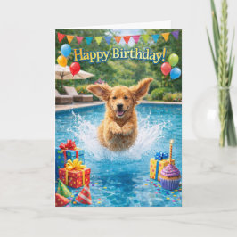 Happy Birthday Puppy Plunge Pool Party  カード