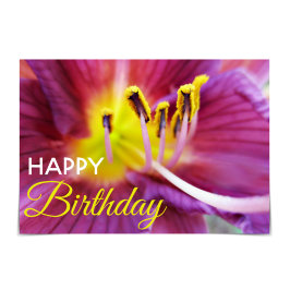 "Happy Birthday" Purple and Yellow Daylily Card カード
