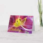 "Happy Birthday" Purple and Yellow Daylily Card カード (正面)