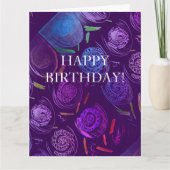 HAPPY BIRTHDAY PURPLE FLOWERS カード (正面)