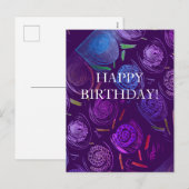 HAPPY BIRTHDAY PURPLE FLOWERS シーズンポストカード (正面/裏面)