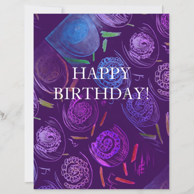 HAPPY BIRTHDAY PURPLE FLOWERS Paper Sheet (正面)