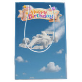 Happy birthday racing car, cloud, medium glossy gi ミディアムペーパーバッグ (正面)