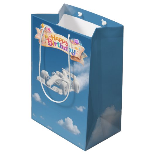 Happy birthday racing car, cloud, medium glossy gi ミディアムペーパーバッグ (裏面アングル)