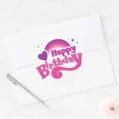 Happy Birthday Rainbow Heart Round Sticker  ラウンドシール (封筒)