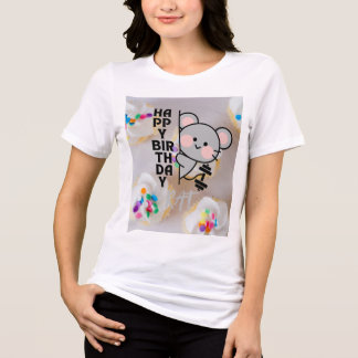 Happy Birthday Rat Cute Cartoon T-Shirt for Women トライブレンドＴシャツ