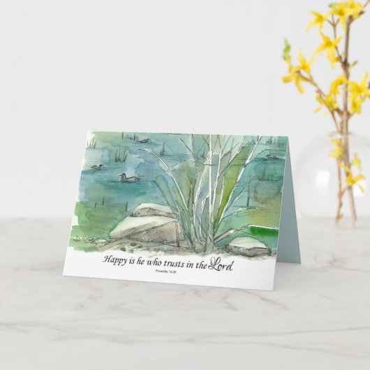 Happy Birthday Religious Proverbs Scripture Ducks カード (黄色い花)